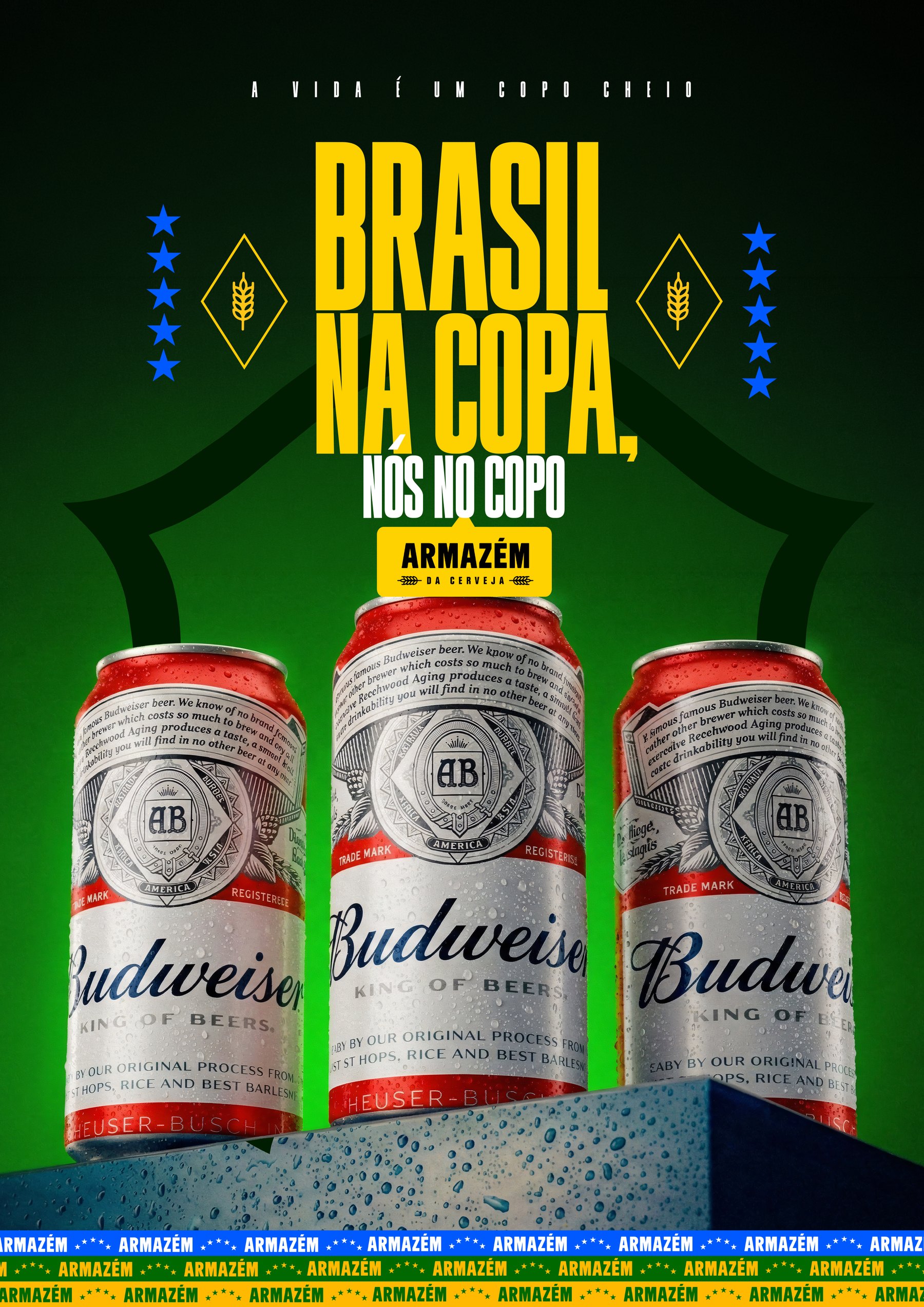KV da campanha — Brasil na Copa, nós no copo (Budweiser)